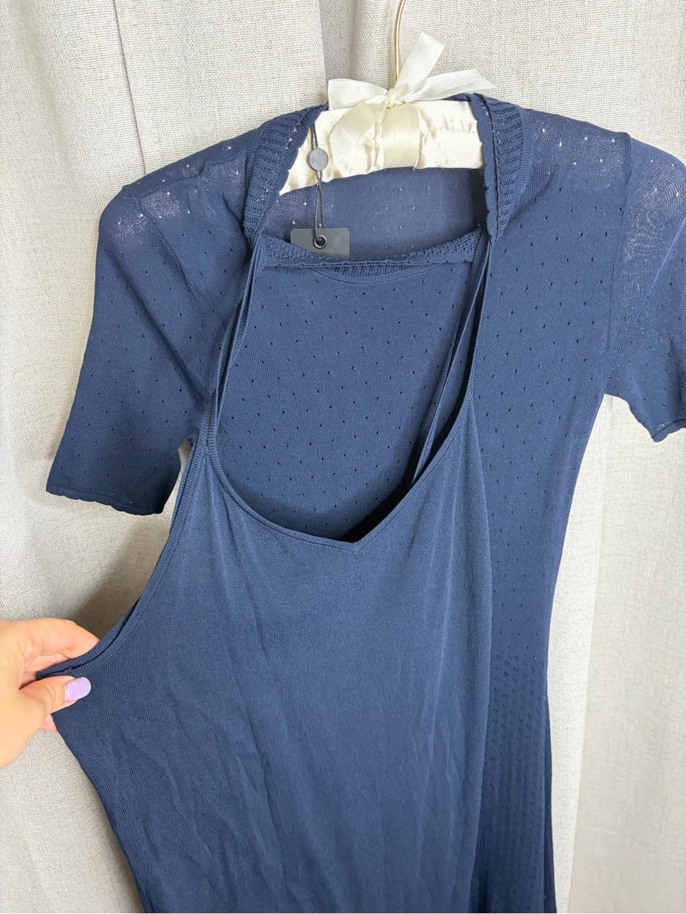 Rag&bone Women's Navy Short-Sleeve Knit Maxi Dress - Picture 9 of 15